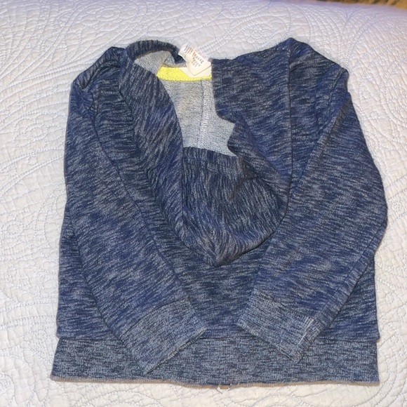 H&M blue Heathered hooded zipper front jacket front pocket - Picture 4 of 5